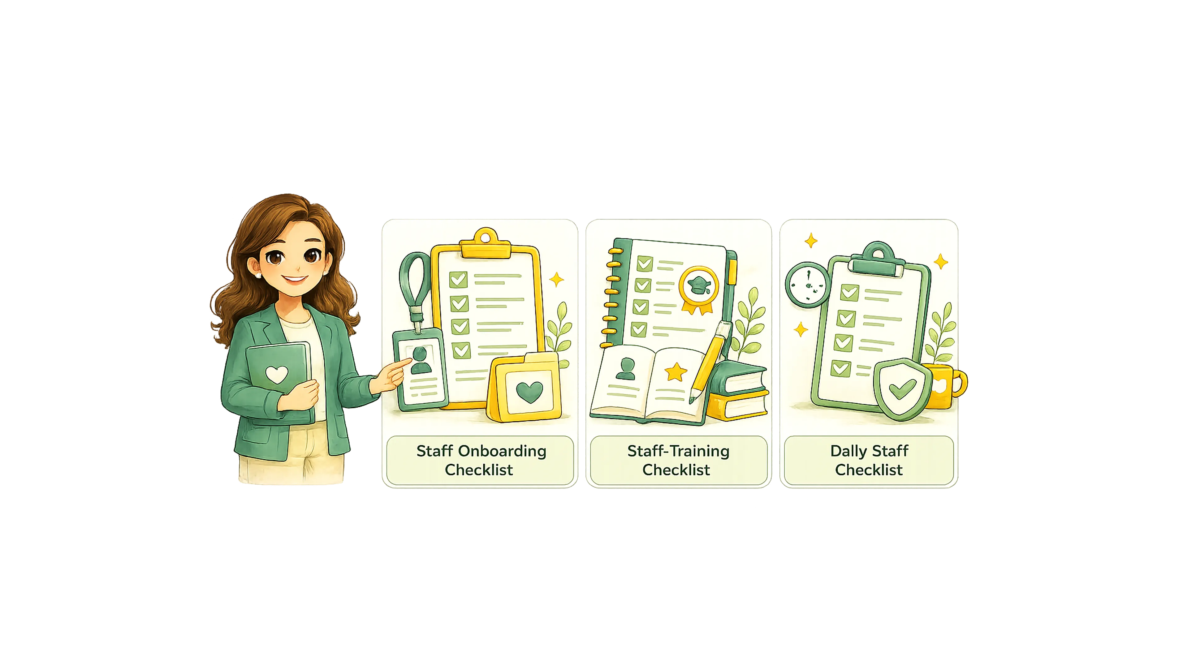 Staff management and training checklists for childcare